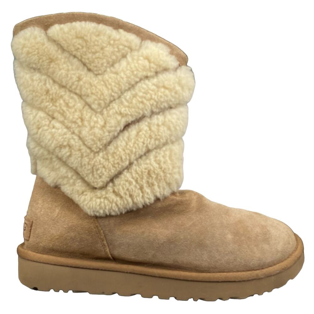 UGG Women’s Tania Brown Suede Fur Trimmed Winter Boot Size US 9